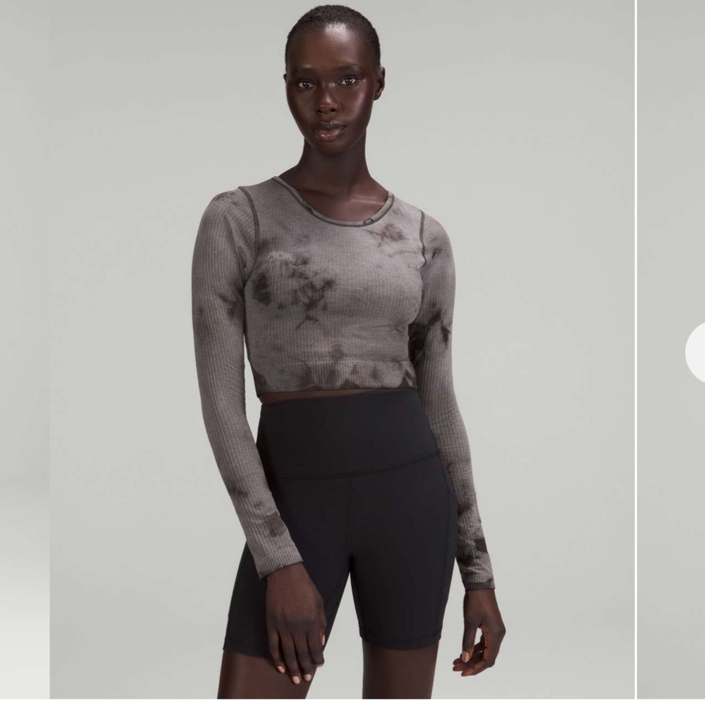 LIKE NEW Lululemon Ebb to Street Long Sleeve Marble Dye Black Granite